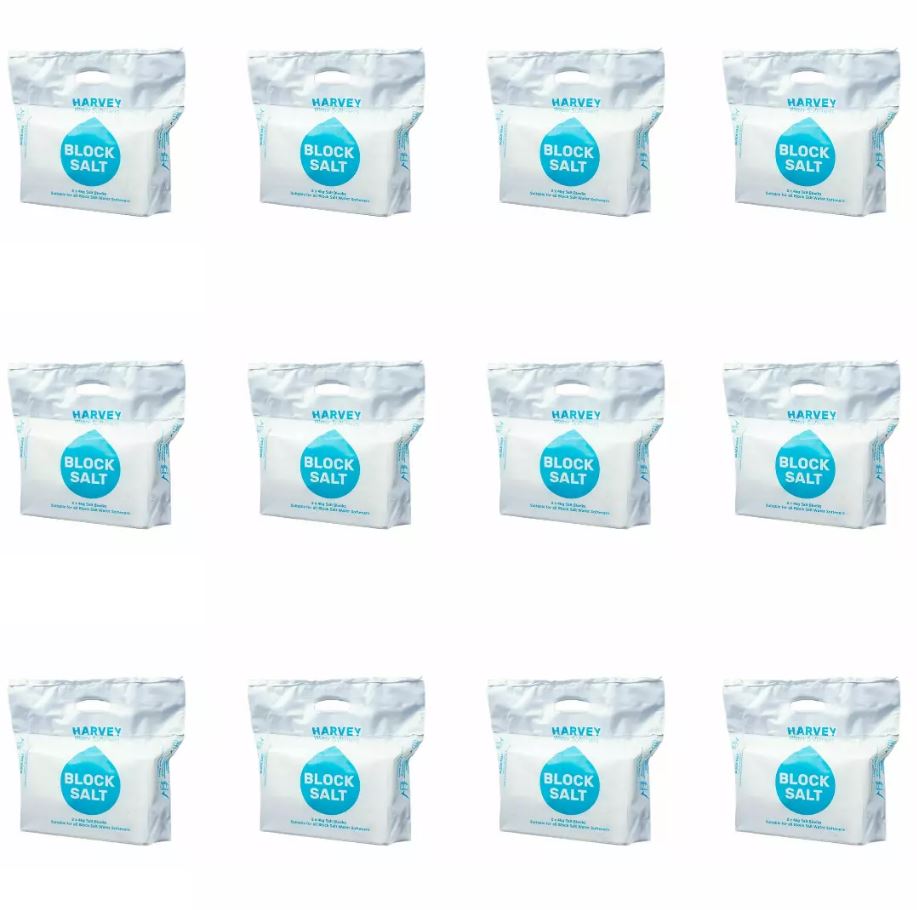 12 Bags X Salt Blocks for Water Softeners - Original Pure Grade A Food Quality Salt - Harvey Salt