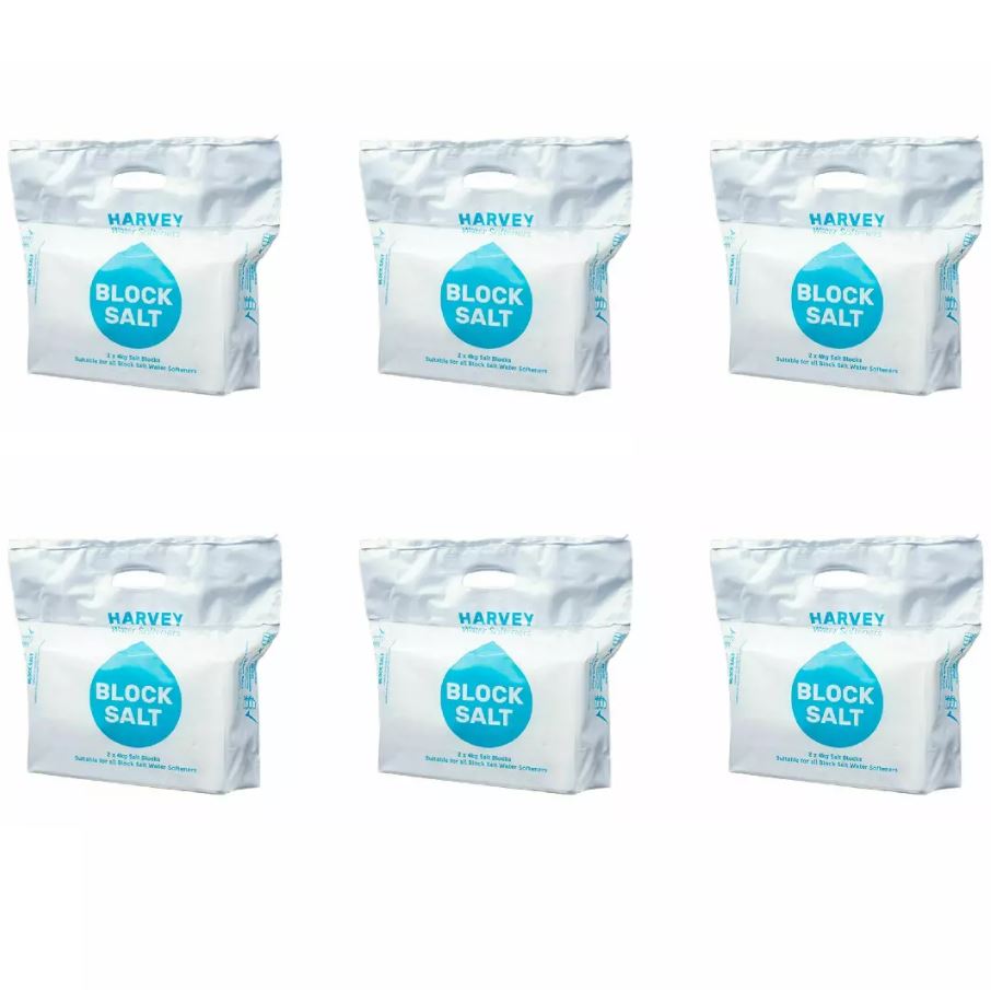 6 Bags X Salt Blocks for Water Softeners - Original Pure Grade A Food Quality Salt - Harvey Salt