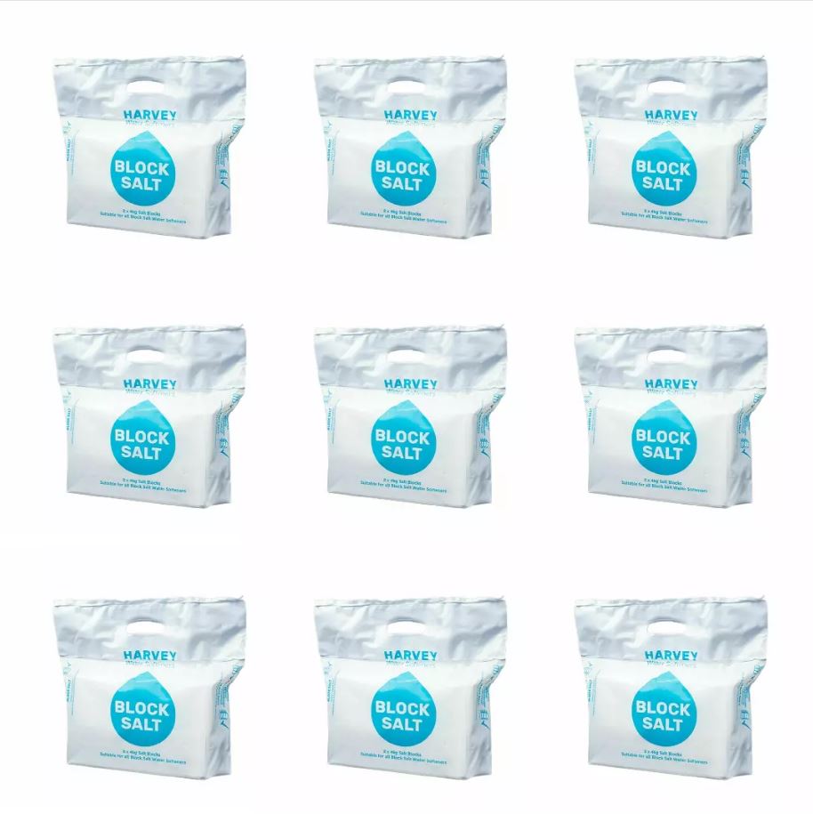 9 Bags X Salt Blocks for Water Softeners - Original Pure Grade A Food Quality Salt - Harvey Salt